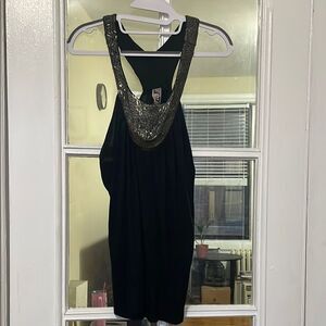 Gently used just one black beaded sleeveless summer vacation casual tank top
